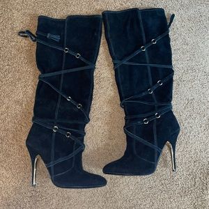 Long black heel boots